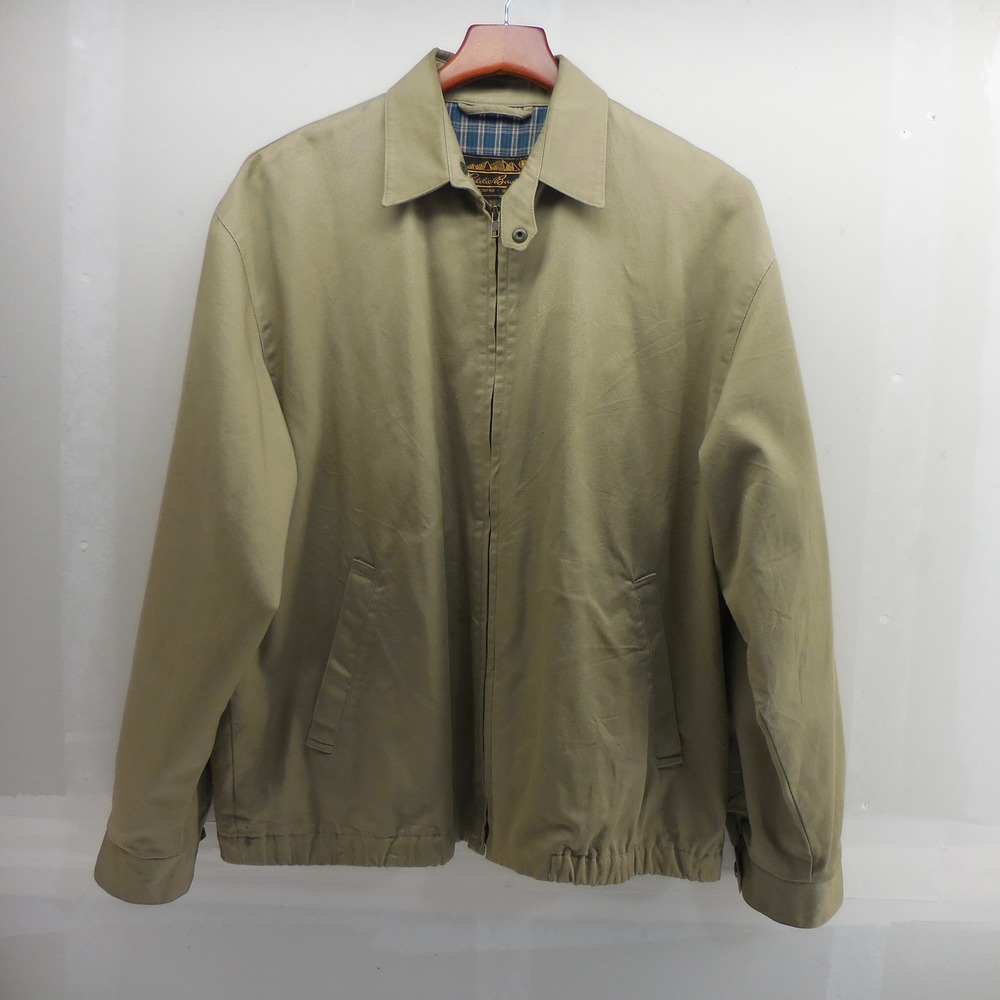 Vintage Eddie Bauer Mens M Khaki Harrington Jacket Plaid Lined Made in USA X454